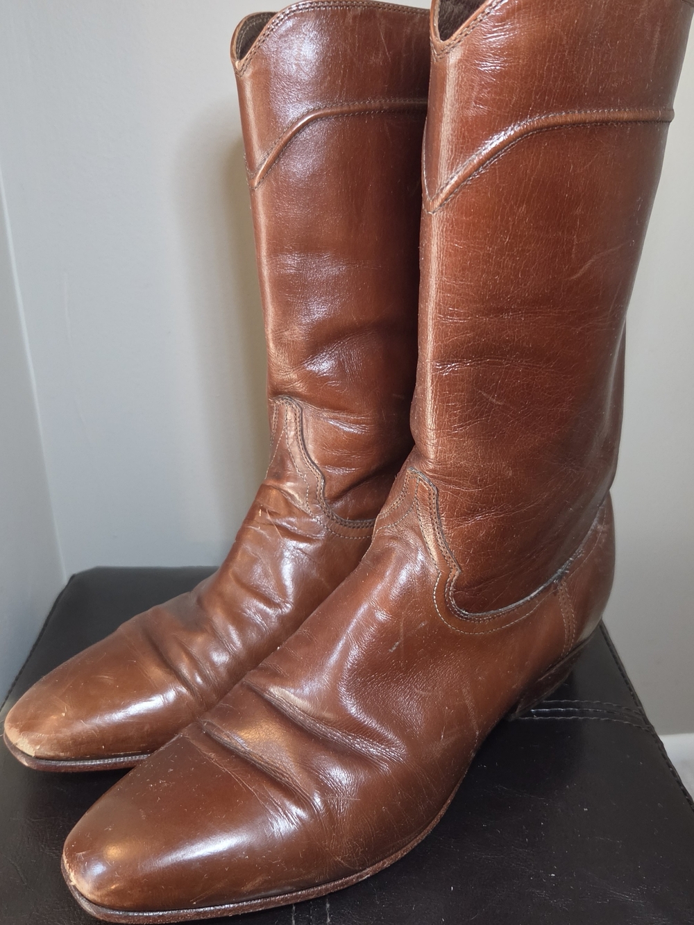 Vintage JS Justin Roper Calf Leather Boots 10.5 Mens